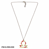 Collier tendance signe zodiacal Balance, crème et rouge à pois, pendentif horoscope, symbole astrologique