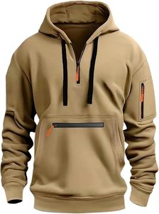 Sweat-shirt tactique pour hommes Pull à capuche zippé et solide Poches d'entraînement Running Active Made Fleece Fabric Sports industry - Product Image 2