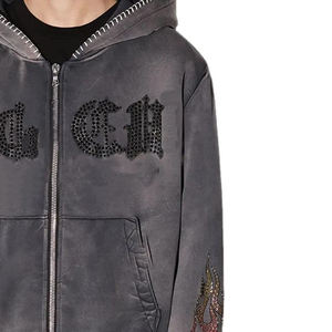 Sudadera con Capucha de Invierno para Hombre, Color Sólido, Color y Logotipo Personalizados, Gruesa, con Pedrería, Alta Calidad, Suministro Directo de Fábrica - Product Image 5