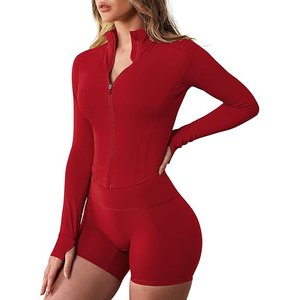 Chaquetas Ajustadas de Yoga para Mujer, Superficie Texturizada, Sensación Táctil, Tejido Resistente, Invernal, Grueso, Barrera contra el Frío - Product Image 1