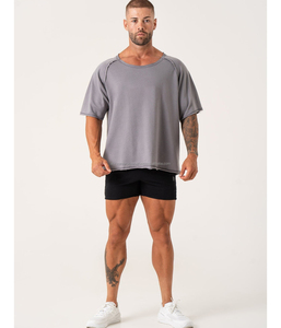 Camiseta de gimnasio de manga larga de gran tamaño para hombre de calidad superior con ajuste informal transpirable de tela de 260 gramos - Product Image 4