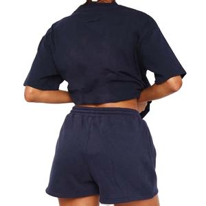 Nouvel ensemble décontracté 2 pièces pour femme, été, 100 % coton, couleur unie, col ras du cou, manches courtes, t-shirt et short, imperméable et respirant 2026 - Product Image 6