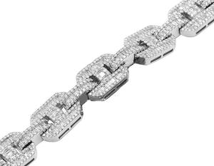 S925 <b>Sterling</b> <b>Silver</b> Round and Baguette Cut Moissanite VVS Clarity Diamond Studded Hip Hop <b>Bracelet</b> <b>For</b> <b>Men</b> - Product Image 5
