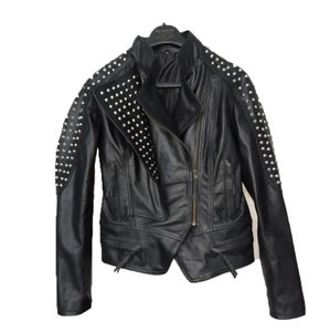 Chaqueta de cuero de mujer personalizada al por mayor, chaqueta de moto acolchada de tacto suave para mujer, talla XL, impermeable y sostenible - Product Image 3