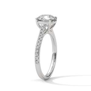Bague de fiançailles en diamant de laboratoire rond, 2 carats, clarté VVS, diamants de laboratoire centraux et latéraux, or massif 14K/18K, rose, jaune ou blanc - Product Image 6