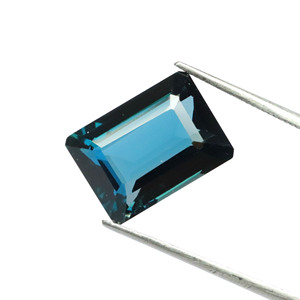 Pierre précieuse Topaze bleue de Londres authentique de 9x7 mm - Topaze bleue de Londres à facettes de coupe émeraude - Pierre bleue de qualité supérieure pour la fabrication de bijoux - Product Image 5