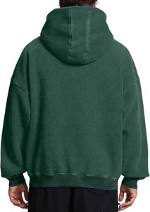 Sweat à capuche zippé pour homme, hiver, délavé à l'acide, brodé, 100% coton, molleton lourd 460g, surdimensionné, uni, respirant, col rond - Product Image 2