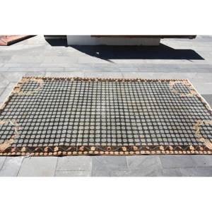 Classic <b>Black</b> Beige Patchwork Turkish <b>Rug</b> 4.3 X 8.2 ft Handmade Rectangular Wool Polyester Latex Backing for Living Room Bedroom - Product Image 4