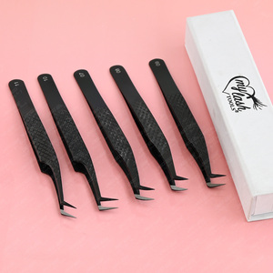 Bulk Eyelash Extension Perfect for Mega Volume Fiber Tip <b>Lash</b> Tweezers Fine-Pointed Diamond Grip 45 90-Degree Japanese Steel - Product Image 4