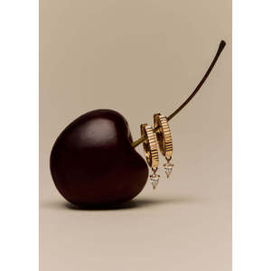 Solis Diamond <b>Huggie</b> Earrings with Ribbed Design - Product Image 3