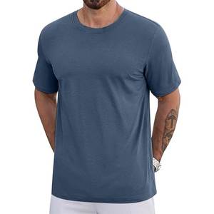 Camisetas de Verano para Hombre, Cuello en V, Manga Corta, Tejidas, 100% Algodón, Estilo Hip Hop, Secado Rápido, Transpirables, Color Sólido, Casuales y a la Moda - Product Image 2