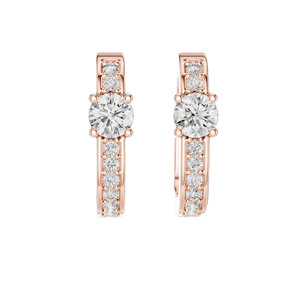 Boucles d'oreilles créoles en diamant CVD de laboratoire 0,792 CT VVS-VS-EF, Or 18 carats, 14 carats, 10 carats et Argent 925, Options Moissanite, Rose - Product Image 2