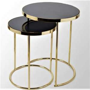 Ensemble de tables gigognes de 3 pièces, design moderne, noir antique en métal avec plateau en métal pour le salon, décoratif - Product Image 5