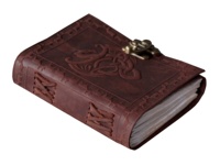 Diario de cuero genuino 100% en relieve de dragón Vintage con latón antiguo C-Lock cuaderno de escritura hecho a mano en blanco Páginas Blancas diario