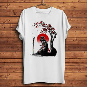 เสื้อยืดผ้าฝ้าย 100% ลายซามูไรเกอิชาญี่ปุ่น พิมพ์ด้วยวิธีดิจิทัลบนผ้าเจอร์ซีย์ - Product Image 2