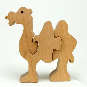 子供のための木製動物パズル木製ジグソーパズルキューブブロック3D木製パズル貿易から