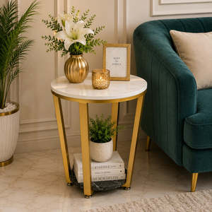 Table basse contemporaine dorée de qualité supérieure au design conique - Product Image 3
