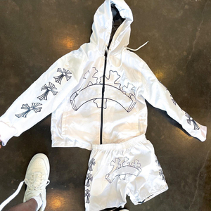 Chaqueta y pantalones cortos con cremallera y Sudadera con capucha de 2 piezas 100% Logotipo de serigrafía de nailon nuevo diseño chándal cortavientos de gran tamaño para hombres - Product Image 6