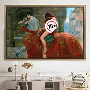 Lady Godiva Art: Elegant Printed <b>Canvas</b> Wall Art, Modern Decor,GOLD <b>FRAMED</b> <b>CANVAS</b> - Product Image 1