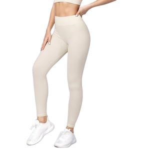 High Waist Breathable Seamless Yoga Pant Elastic Waist Closure Push up Compression Tummy Control Solid <b>Pattern</b> Women's Leggings - Product Image 3