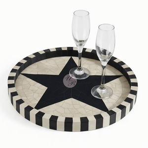 Bandejas con Incrustaciones de Hueso y Resina, Bandejas de Servicio Hechas a Mano con Incrustaciones de Resina, Bandejas Decorativas con Incrustaciones de Hueso y Resina - Product Image 4