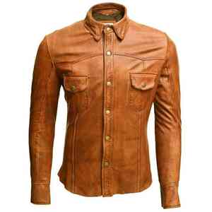 Chemises décontractées pour hommes en cuir de qualité, nouveau design, manches longues, respirantes, tricotées, fermeture éclair, écologiques, style automne - Product Image 1