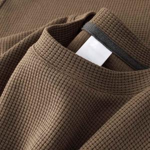 Men's <b>Waffle</b> Fabric Cotton T-<b>Shirt</b> with Custom Printed Letter Pattern Blank Design Oversized Fit - Product Image 5