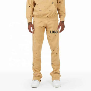 Chándales de forro polar de algodón pesado Unisex OEM al por mayor pantalones apilados ajustados regulares logotipo personalizado impreso conjuntos de diferentes colores - Product Image 5