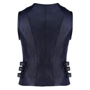 Gilet en cuir pour femme avec fermeture éclair sur le devant, vente chaude, gilet en cuir décontracté sans manches, gilet en cuir matelassé pour femme - Product Image 4