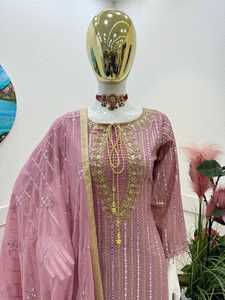 ชุดเซ็ตเสื้อและกางเกงปาลาซโซพร้อมผ้าคลุมไหล่แบบกลับด้านได้ แห้งเร็ว ไม่ยับ ผ้าจอร์เจต์สไตล์บอลลีวูด ยี่ห้อ TENNECY รุ่นใหม่ - Product Image 4