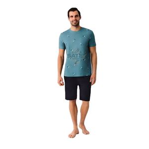 Custom Mens <b>Two</b> <b>Piece</b> <b>Lounge</b> <b>Set</b> Olive Green T-Shirt and Shorts with Pocket and Stylish Contrast Details Mens Casual Twin <b>Set</b> - Product Image 2