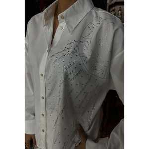 เสื้อเชิ้ตผ้าป๊อปลินสไตล์โบฮีเมียนวินเทจประดับหินลายพระจันทร์ 3440 - Product Image 2