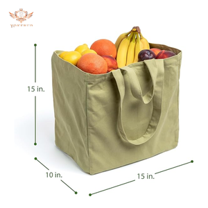 กระเป๋าผ้าแคนวาสแบบพับได้และซักได้กระเป๋าช็อปปิ้งทำจากผ้าฝ้าย100% พร้อมสายสะพายไหล่ยาวและที่จับสั้น - Product Image 3