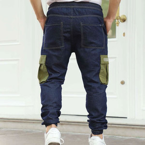 High Street Fashion <b>Men's</b> 100% Cotton Denim <b>Jeans</b> Lightweight Multi-Pocket Workwear Casual Trousers with <b>Elastic</b> <b>Waist</b> Closure - Product Image 3
