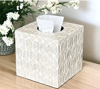 Caja de pañuelos de lujo de nácar natural con diseño de incrustaciones de hueso, tamaño personalizable 4x6 pulgadas, decoración de mesa, India