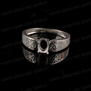 Filigrana de Plata de Ley 925, anillo de Base de punta de bisel en blanco ovalado de 7x5mm para ajuste de piedras preciosas, recuerdo de leche materna, manualidades DIY - Product Image 1