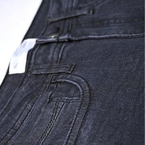 Pantalones vaqueros de hombre azules con logotipo personalizado OEM, pantalones vaqueros ajustados con botones laterales para hombre, Vaqueros apilados holgados de alta calidad, fabricantes de vaqueros para hombre - Product Image 6