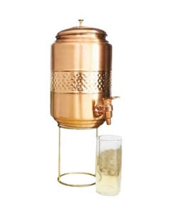 Factory Outlet Sale Pure Copper Half Hammered Water Tank 3.5 LTR BPA Free Leak-Proof Eco-Friendly Lid Refresh Your Space <b>Charm</b> - Product Image 1