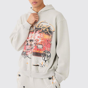 Conjunto Deportivo Estampado con Sudadera con Capucha y Cremallera con Diseño de Calavera y Pantalones Jogger, Ropa Deportiva de Invierno para Hombre y Mujer, Calidad de Exportación - Product Image 6