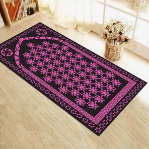 Alfombra de Oración Islámica Rosa y Negra: Elegante Decoración para Mezquita, con Alfombra Suave - Product Image 4