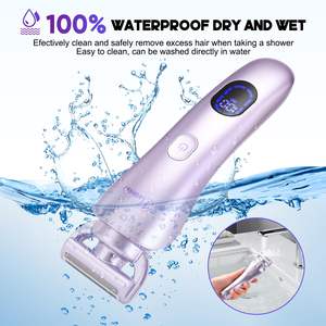 Rasoir et épilateur électrique 3-en-1 pour femme, tondeuse bikini, étanche IPX7, chargement USB avec écran LED, double lame - Product Image 2