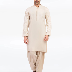 Shalwar Kameez traditionnel pakistanais pour hommes, coupe classique, décontracté, tenue musulmane pour tous les jours et la prière - Product Image 1
