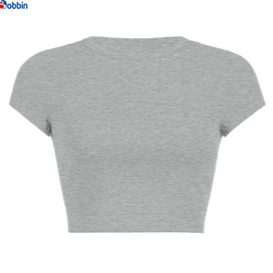 Nouveaux T-shirts imprimés pour femmes, crop top d'été en coton uni, t-shirts graphiques pour femme, baby tees à manches courtes, col rond, décontractés - Product Image 2
