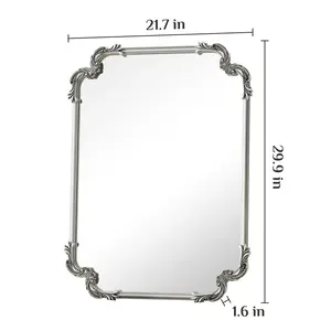 Design tendance Miroir mural à cadre en métal argenté Miroir mural de haute qualité Décor à la maison Miroir mural en métal durable - Product Image 4