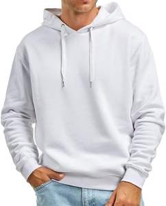 Sweats à capuche pour hommes de haute qualité pull à capuche 100% coton manches régulières pour l'hiver tissu tricoté teint uni motif solide sans doublure - Product Image 3