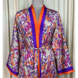 Recycled Silk Sari Women's Boho Chic Vintage <b>Beach</b> Cover Dress Robe for Resort Wear Gypsy House <b>Kimono</b> for Lounge Swimsuit - Product Image 2