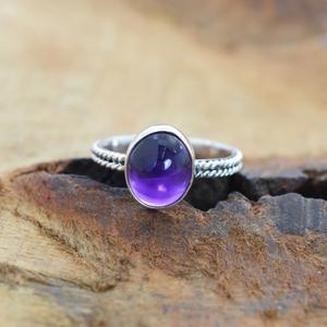 Améthyste Bague en argent sterling 925 avec pierres précieuses Bague en pierre violette élégante faite à la main Cadeau pour elle - Product Image 2