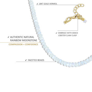 GOODSTONE collar de cuentas lisas de piedra lunar Natural para mujer en plata de ley 925 oro amarillo tamaño 14 en joyería de piedra natal - Product Image 4