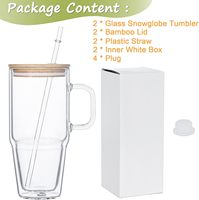 Vente en gros usine 2026 Gobelet globe à neige à double paroi en verre transparent et acrylique 40oz 30oz avec poignée