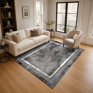 <b>RUGS</b> DEPOT LXDP-0099 Wholesale Charcoal Grey Traditional Anatolian Digital Printed Machine Washable Chenille Area <b>Rug</b> <b>Non</b> <b>Slip</b> - Product Image 2